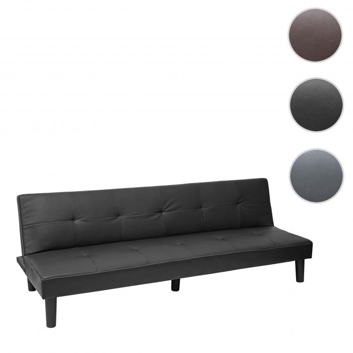 3er-Sofa HWC-G11, Couch Schlafsofa Gstebett Bettsofa Klappsofa, Schlaffunktion 195cm ~ Kunstleder, schwarz