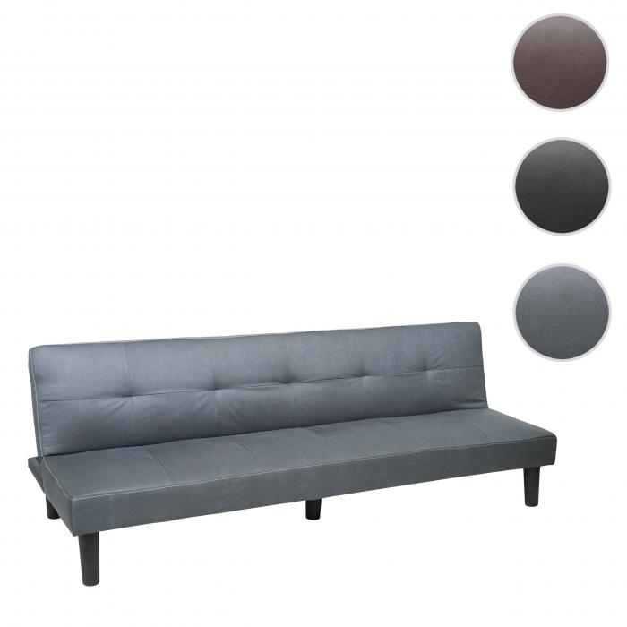 3er-Sofa HWC-G11, Couch Schlafsofa Gstebett Bettsofa Klappsofa, Schlaffunktion 195cm ~ Stoff/Textil, grau