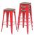 4er-Set Barhocker HWC-A73 inkl. Holz-Sitzfläche, Barstuhl Tresenhocker, Metall Industriedesign stapelbar ~ rot