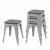 4er-Set Hocker HWC-A73 inkl. Holz-Sitzfläche, Metallhocker Sitzhocker, Metall Industriedesign stapelbar ~ grau