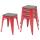 4er-Set Hocker HWC-A73 inkl. Holz-Sitzflche, Metallhocker Sitzhocker, Metall Industriedesign stapelbar ~ rot