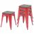 4er-Set Hocker HWC-A73 inkl. Holz-Sitzflche, Metallhocker Sitzhocker, Metall Industriedesign stapelbar ~ rot