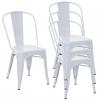 4x Stuhl HWC-A73, Bistrostuhl Stapelstuhl, Metall Industriedesign stapelbar ~ weiß