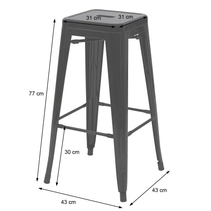 2er-Set Barhocker HWC-A73, Barstuhl Tresenhocker, Metall Industriedesign stapelbar ~ rot