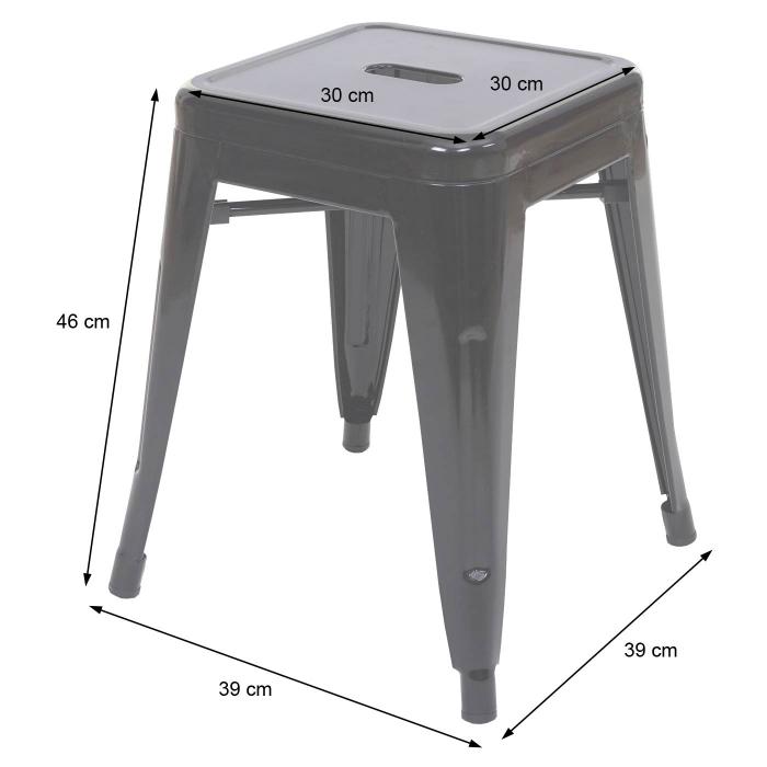 4er-Set Hocker HWC-A73, Metallhocker Sitzhocker, Metall Industriedesign stapelbar ~ wei