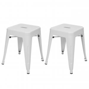 2er-Set Hocker HWC-A73, Metallhocker Sitzhocker, Metall Industriedesign stapelbar ~ wei