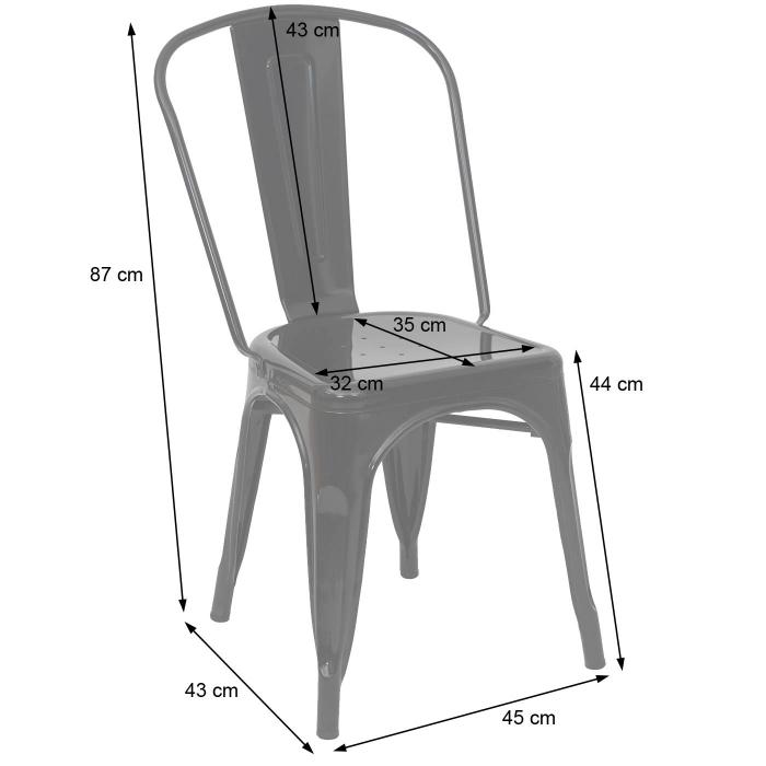 2er-Set Stuhl HWC-A73, Bistrostuhl Stapelstuhl, Metall Industriedesign stapelbar ~ schwarz