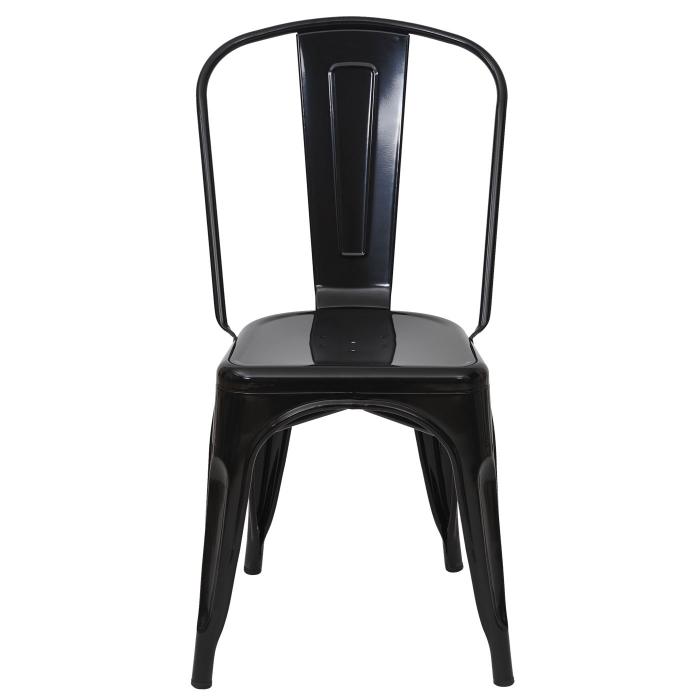 2er-Set Stuhl HWC-A73, Bistrostuhl Stapelstuhl, Metall Industriedesign stapelbar ~ schwarz