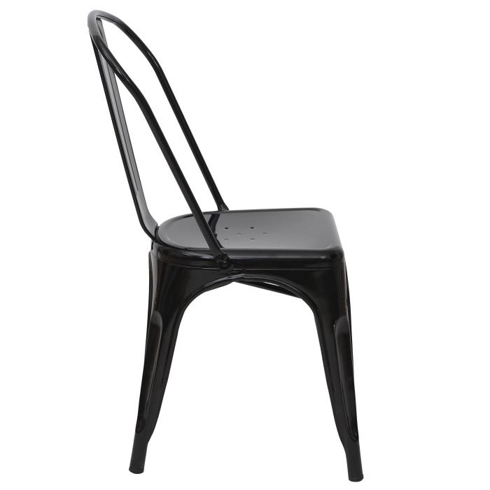 Stuhl schwarz 4er-Set ~ Heute-Wohnen Bistrostuhl Metall von stapelbar Industriedesign Stapelstuhl, HWC-A73,