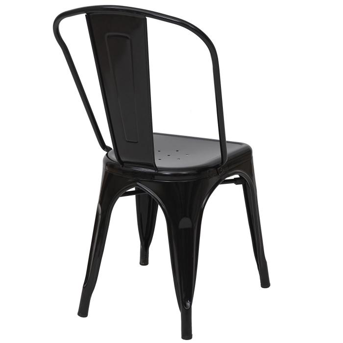 2er-Set Stuhl HWC-A73, Bistrostuhl Stapelstuhl, Metall Industriedesign stapelbar ~ schwarz
