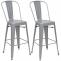 2er-Set Barhocker HWC-A73, Barstuhl Tresenhocker mit Lehne, Metall Industriedesign ~ grau