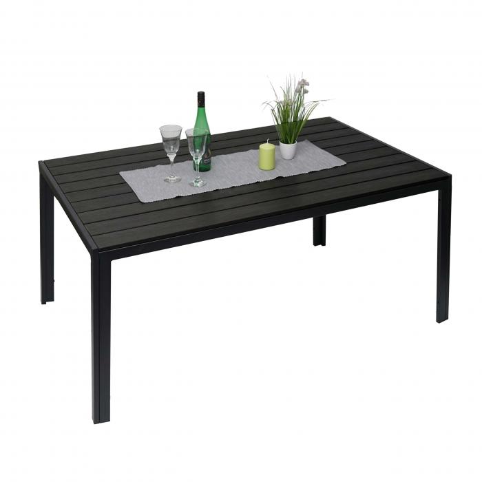 Gartentisch HWC G12, Balkontisch Tisch, WPC Holzoptik Stahl 150x90cm ~ schwarz, Tischplatte schwarz Gartentisch HWC G12, Balkontisch Tisch, WPC Holzoptik Stahl 150x90cm ~ schwarz, Tischplatte schwarz
