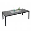 Gartentisch HWC-G12, Balkontisch Tisch, WPC Holzoptik Stahl 200x90cm ~ schwarz, Tischplatte grau