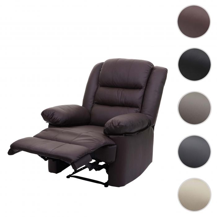 Fernsehsessel HWC-G15, Relaxsessel Liege Sessel, Leder + Kunstleder 101x87x100cm ~ braun