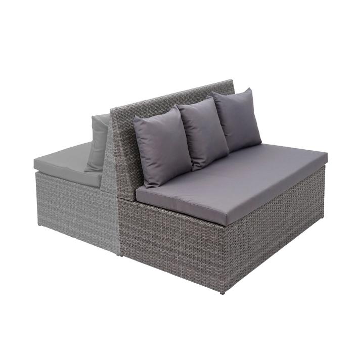 Poly-Rattan 2er Sofa HWC-G16, Lounge-Gartenbank Sitzbank Sessel, Gastronomie 120cm ~ grau, Kissen dunkelgrau