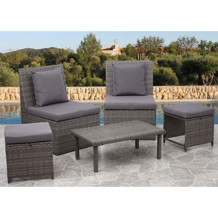 Poly-Rattan Couchtisch HWC-G16, Gartentisch Balkontisch Loungetisch, Gastronomie 80x50cm ~ schwarz