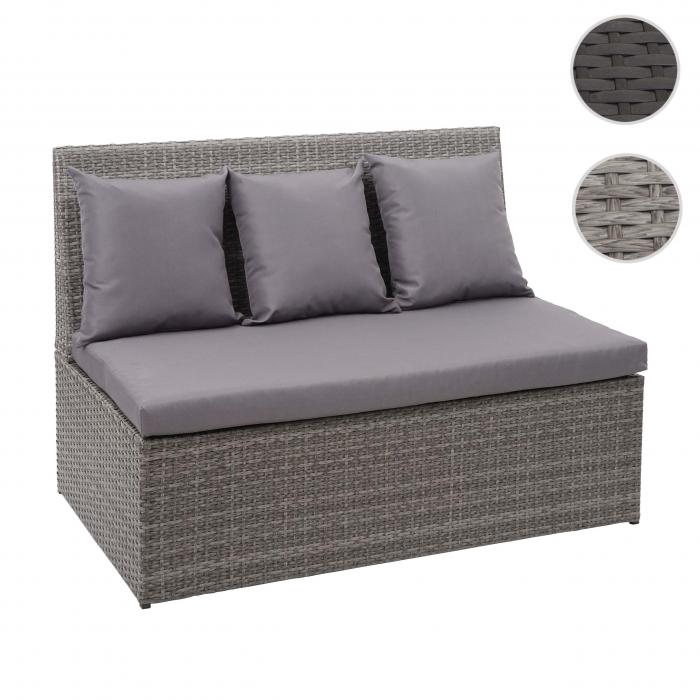 Poly-Rattan 2er Sofa HWC-G16, Lounge-Gartenbank Sitzbank Sessel, Gastronomie 120cm ~ grau, Kissen dunkelgrau