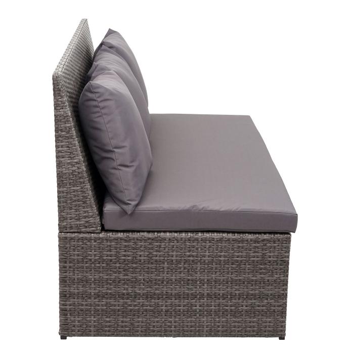 Poly-Rattan 2er Sofa HWC-G16, Lounge-Gartenbank Sitzbank Sessel, Gastronomie 120cm ~ grau, Kissen dunkelgrau