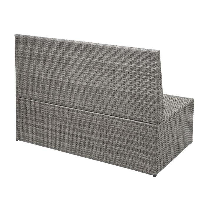 Poly-Rattan 2er Sofa HWC-G16, Lounge-Gartenbank Sitzbank Sessel, Gastronomie 120cm ~ grau, Kissen dunkelgrau