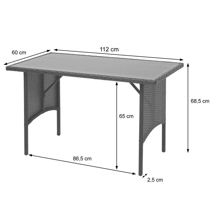 Poly-Rattan Esstisch HWC-G16, Esszimmertisch Gartentisch Tisch, Gastronomie 112x60cm ~ braun