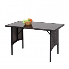 B-Ware (Rattan gerissen, SK2) |Poly-Rattan Esstisch Esszimmertisch Gartentisch Tisch, Gastronomie 112x60cm ~ schwarz