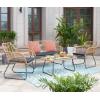 Polyrattan Garnitur HWC-G17a, Garten Sofa Set Sitzgruppe Stuhl, Seil ~ naturfarben, Polster anthrazit mit Dekokissen