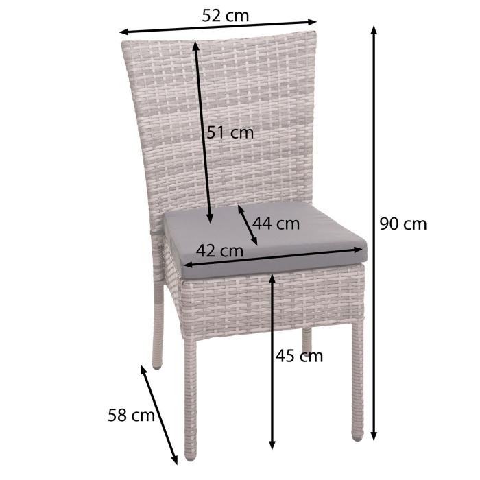 Poly-Rattan Garnitur HWC-G19, Sitzgruppe Balkon-/Lounge-Set, 4xStuhl+Tisch, 120x75cm ~ braun, Kissen creme