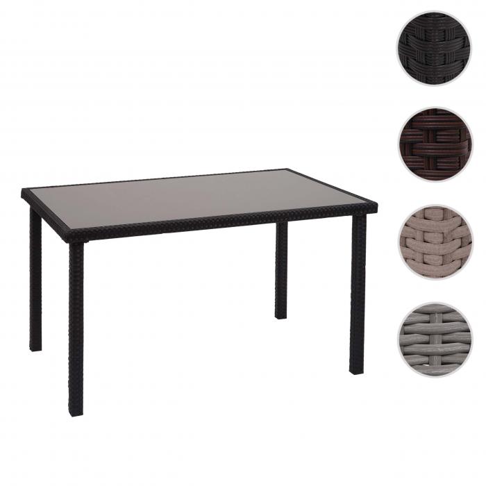 Poly-Rattan Tisch HWC-G19, Gartentisch Balkontisch, 120x75cm ~ schwarz