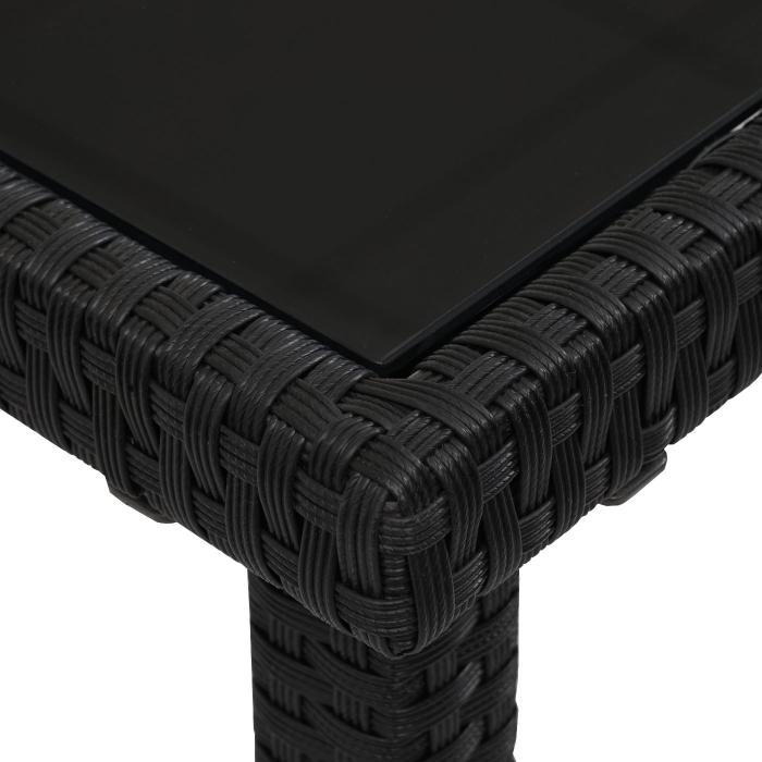 Defekte Ware (Tischplatte beschdigt SK4) | Poly-Rattan Tisch HWC-G19, Gartentisch Balkontisch, 120x75cm ~ schwarz