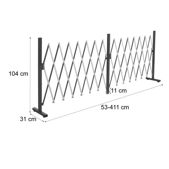 Alu Absperrgitter HWC-B34, Zaun Schutzgitter Scherengitter Trenngitter, ausziehbar 103x53-411cm ~ rot-wei