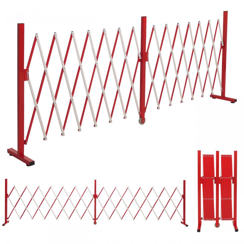 Alu Absperrgitter HWC-B34, Zaun Schutzgitter Scherengitter Trenngitter, ausziehbar 103x53-411cm ~ rot-wei