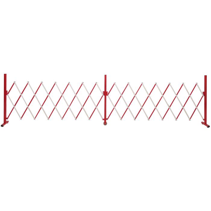 Alu Absperrgitter HWC-B34, Zaun Schutzgitter Scherengitter Trenngitter, ausziehbar 103x53-411cm ~ rot-wei