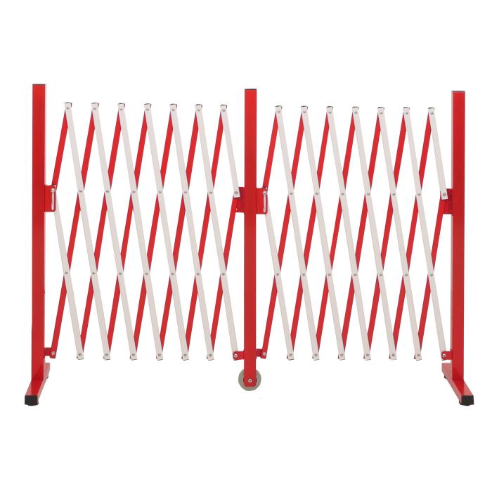 Alu Absperrgitter HWC-B34, Zaun Schutzgitter Scherengitter Trenngitter, ausziehbar 103x53-411cm ~ rot-wei