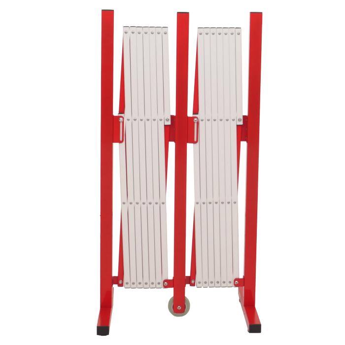 Alu Absperrgitter HWC-B34, Zaun Schutzgitter Scherengitter Trenngitter, ausziehbar 103x53-411cm ~ rot-wei