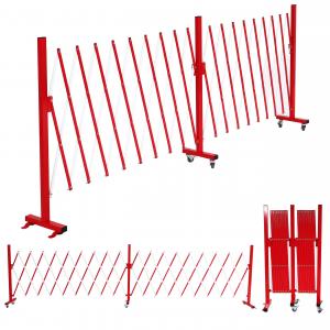 Alu Absperrgitter HWC-B34, Scherengitter Schutzgitter mit Rollen, ausziehbar 110x60-500cm ~ rot-wei