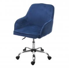 Bürostuhl HWC-F82, Schreibtischstuhl Chefsessel Drehstuhl, Retro Design Samt ~ blau