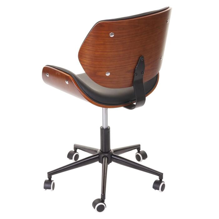 Brostuhl HWC-G25, Drehstuhl Schreibtischstuhl, Bugholz Walnuss-Optik Retro drehbar hhenverstellbar MVG ~ schwarz-braun