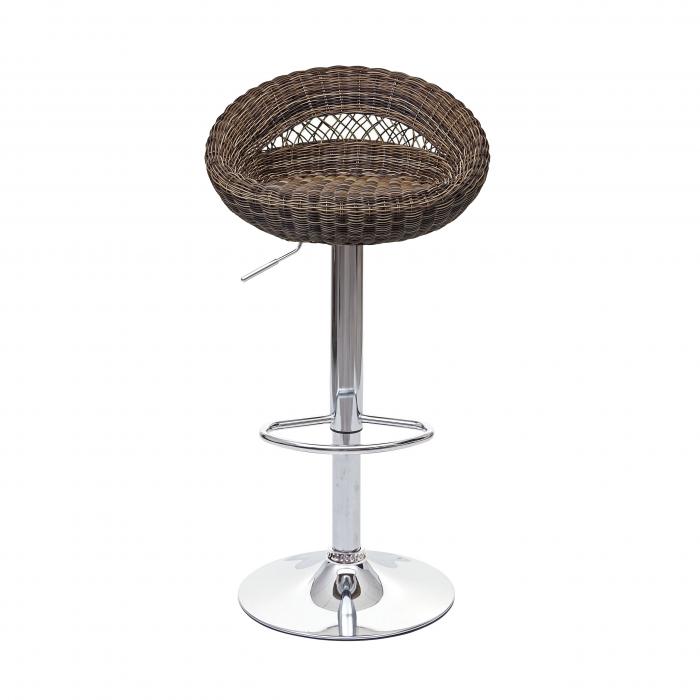 2er-Set Barhocker HWC-G26, Tresenhocker Barstuhl Drehhocker, In-/Outdoor Poly-Rattan chrom