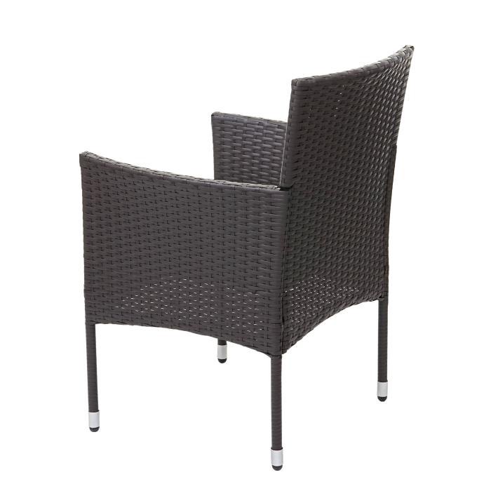Poly-Rattan Balkonset HWC-G27, Sitzgarnitur Gartengarnitur, 2xSessel+Tisch ~ grau, Kissen creme