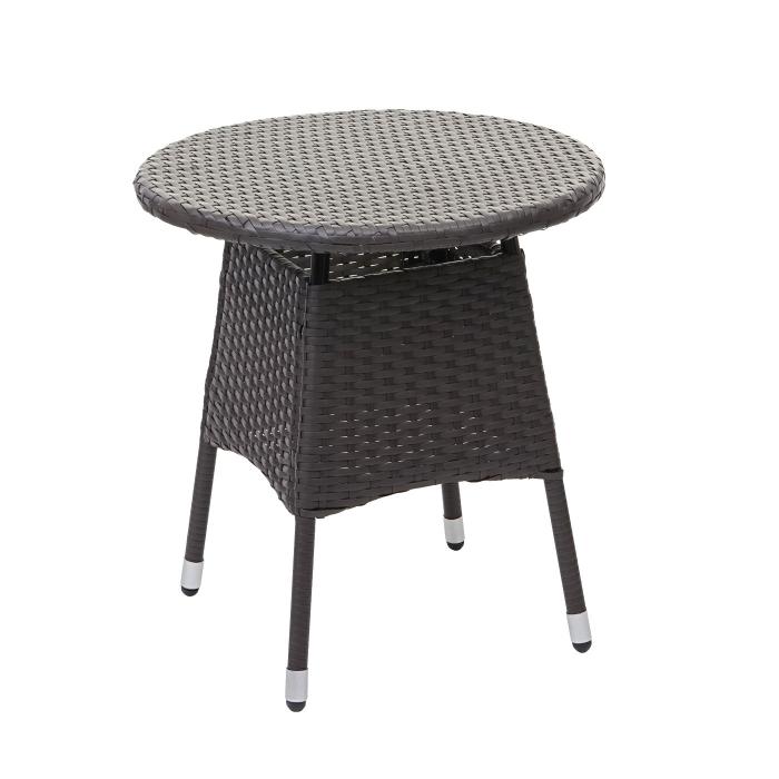Poly-Rattan Balkonset HWC-G27, Sitzgarnitur Gartengarnitur, 2xSessel+Tisch ~ grau, Kissen creme