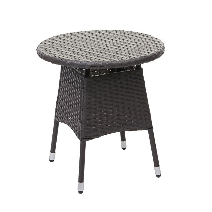 Poly-Rattan Balkonset HWC-G27, Sitzgarnitur Gartengarnitur, 2xSessel+Tisch ~ grau, Kissen grau