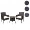 Poly-Rattan Balkonset HWC-G27, Sitzgarnitur Gartengarnitur, 2xSessel+Tisch ~ grau, Kissen creme