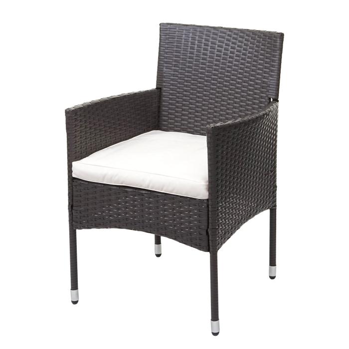 Poly-Rattan Balkonset HWC-G27, Sitzgarnitur Gartengarnitur, 2xSessel+Tisch ~ grau, Kissen creme