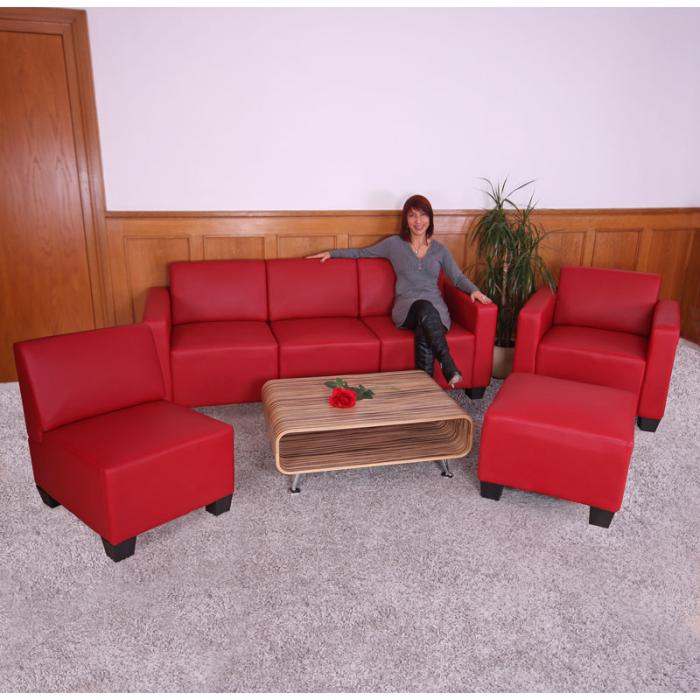 Modular Sofa-System Couch-Garnitur Lyon 3-1-1-1, Kunstleder ~ rot