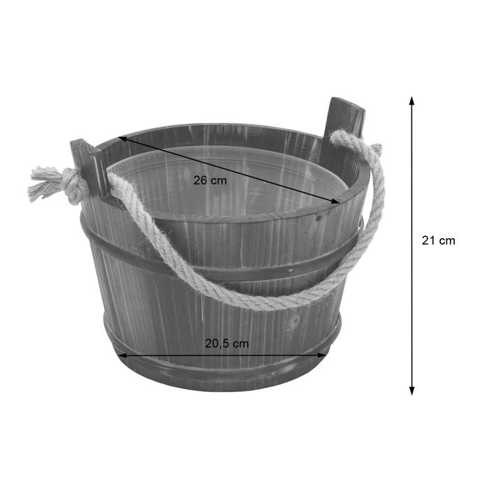 Saunakbel mit Einsatz HWC-B26, Saunazubehr Saunaeimer Saunakelle Aufguss, Kiefernholz 3,5 L ~ dunkel-braun