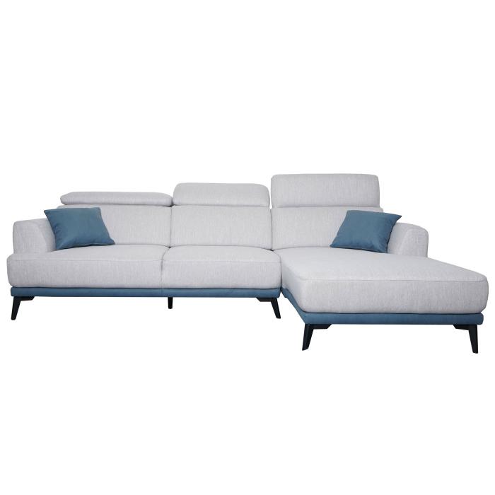 Sofa HWC-G44, Ecksofa L-Form 3-Sitzer, Liegeflche Nosagfederung Taschenfederkern verstellbar 277cm ~ rechts, hellgrau