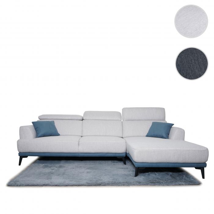 Sofa HWC-G44, Ecksofa L-Form, Liegeflche Nosagfederung Taschenfederkern Teppich verstellbar 277cm ~ rechts, hellgrau