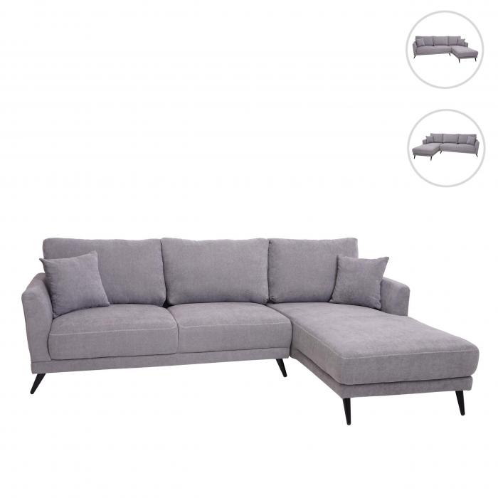 Sofa HWC-G43, Couch Ecksofa L-Form 3-Sitzer, Liegeflche Nosagfederung Taschenfederkern 250cm ~ rechts, grau