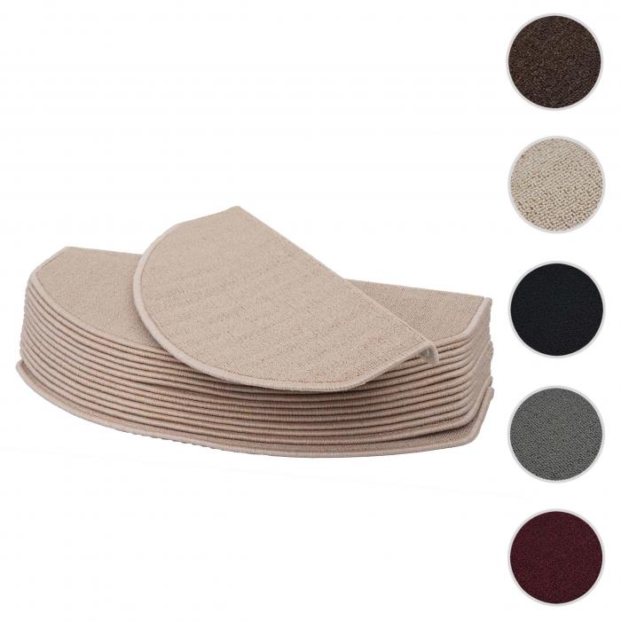 15er-Set Stufenmatte HWC-G49, Treppenteppich Treppenschutz Treppenmattenset, 65x25cm ~ halbrund, creme-beige