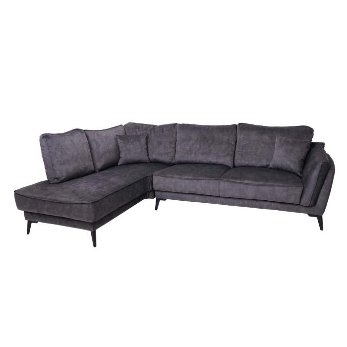 Defekte Ware (Lcher auf Unterseite SK3) | Sofa HWC-G45, Couch Ecksofa Liegeflche Taschenfederkern~ links, vintage grau